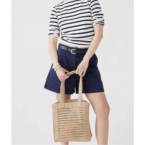 J Crew women boatneck white shirt black navy stripe size M Cotton 3/4 sleeve - Picture 6 of 8